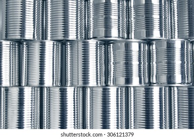 Tin Cans Stacked On Each Other