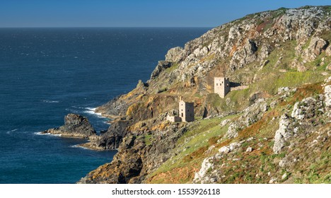 Tin and Copper mine at  Botallack in Cornwall England. Film location for TV period drama Poldark. Botallack village lies between the town of St Just in Penwith and the village of Pendeen
