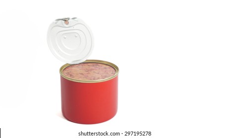 Tin Of Corned Beef On A White Background