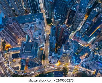 Tin Hau, Hong Kong 29 January 2022: Top down view of Hong Kong city at night