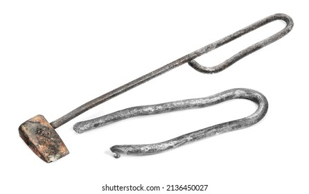 Tin And Lead Solder With Hand Soldering Iron For Soldering Radiators Isolated On White Background.