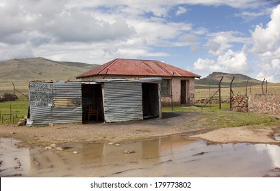 Tin Shack Shop In Lesotho, At The Sani Pass Border Post.