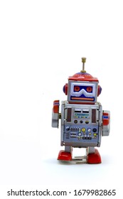 Tin Wind-up Robot Toy - White Background