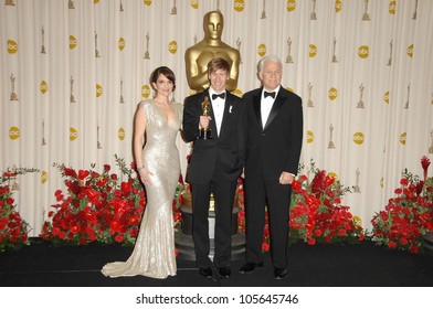 Tina Fey With Dustin Lance Black And Steve Martin  In The Press Room At The 81st Annual Academy Awards. Kodak Theatre, Hollywood, CA. 02-22-09