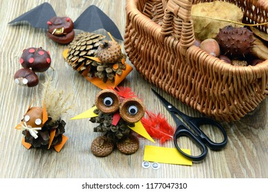tinker creative chestnut figures in autumn like owl snail squirrel rabbit.