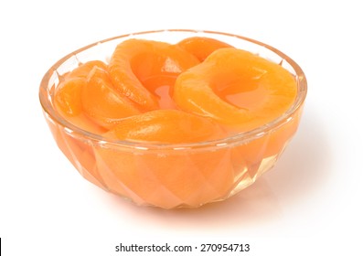 Tinned Peach Compote Isolated On White Background