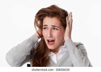 Tinnitus Concept Scared Young Woman Having Stock Photo 328336535 ...