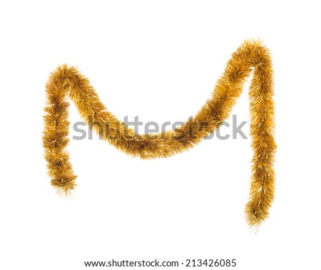 Tinsel Christmas decoration. Isolated on a white background