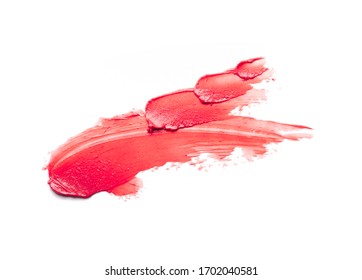 Tint blusher  lip balm pink red smudge isolated white texture