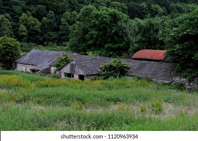 Tintern, Monmouthshire / UK - 06/18/2018: Derelict Farm Buildings. 