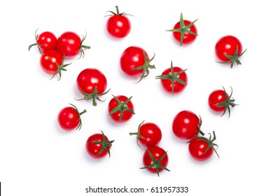 Tiny cherry tomatoes (ciliegini, pachino, cocktail). Clipping paths, shadows separated, top view