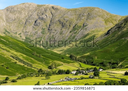 A tiny English village in mountainous scenery next to Scafell Pike (Wasdale, Lake Distrtict)