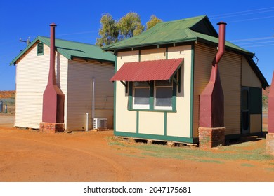 Tiny Federation Architectural Styled Cottage Constructed With Corrugated Iron Were Used To House Railway Workers In Outback Australia