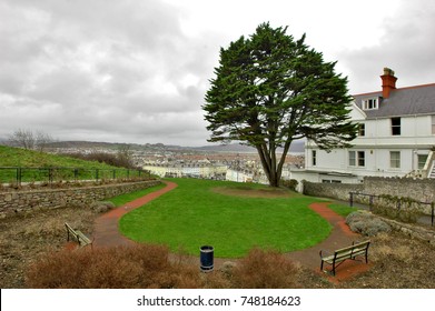 Tiny Garden On A Hill In Llandudno In North Wales In Winter