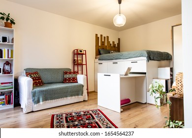 Tiny Home - Garsoniere - Livingroom, Bedroom And Kitchen After Reconstruction In Prague 