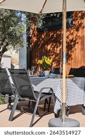 Tiny House interior design Free Life. Flexibility and freedom, natural life in olive trees