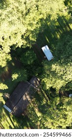 tiny house on Wheels Argentinian style, perfect day green forest road trip, nature and summer