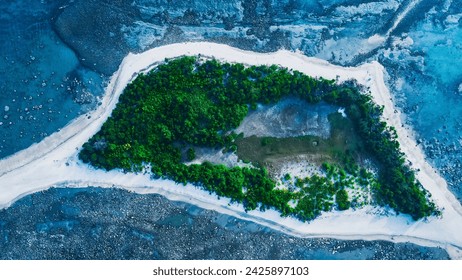 A tiny island in the middle of the ocean