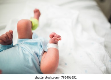 Tiny Newborn Baby Kicking in Hospital