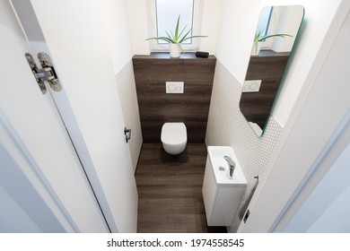 Tiny Restroom Of Contemporary Apartment