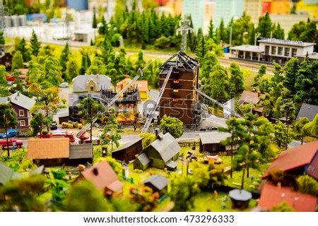 Tiny toy layout of city in landscape museum