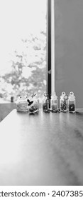 Tiny treasures displayed on a table.