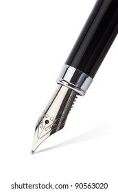 tip of the fountain pen isolated with clipping path on white background, macro, can be used as concept for signature,  contract