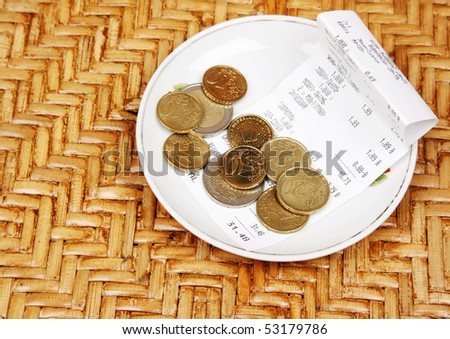 Tip on a restaurant table