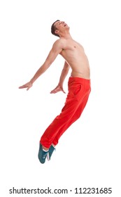 Tip Toe Dancer Posing For The Camera On White Background