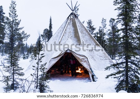 Tipi in Lapland,Sweden, in Winter