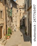 Tipical old street in the borgo Anghiari in Italy, Tuscany