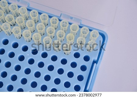 Tips for micropipettes. There are two types of tips for micropipettes, yellow and blue.
