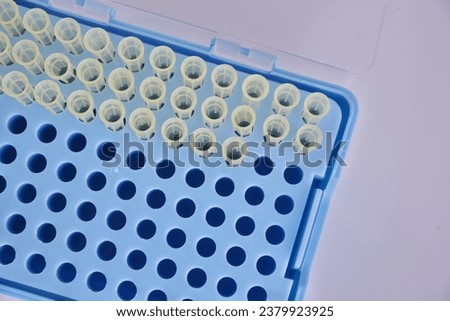 Tips for micropipettes. There are two types of tips for micropipettes, yellow and blue.