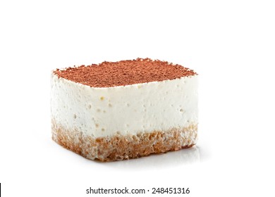 Tiramisu Cake Isolated On White 