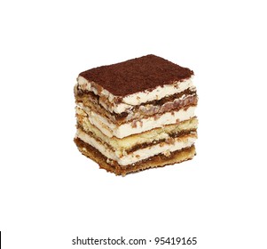 Tiramisu Cake  Isolated On White