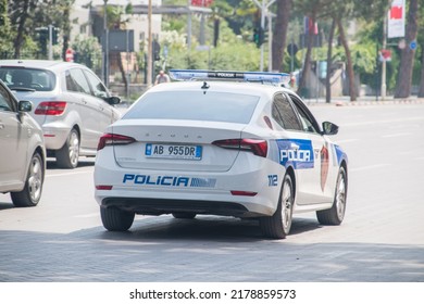 Tirana, Albania - June 4, 2022: Car Of Albanian Police (Policia).