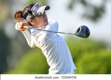 Tiranan Yoopan Of Thailand In Action During First Round The PTT Thailand LPGA Masters 2017 At Panya Indra Golf Club. On September 13, 2017 In Bangkok, Thailand.