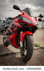 Tiraspol, Moldova - May 11, 2019: Drag Street Honda Bike Motorcycle Ready For Race At 11 Drag Racing Tournaments