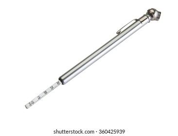 Tire Air Pressure Gauge On White Background