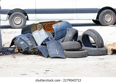 Tire barricade during a protest or demonstration - Shutterstock ID 2179043713