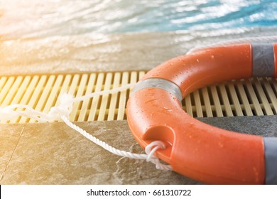Tire Floating On Swiming Pool