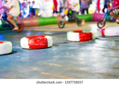 Tire On Ground For Safety In Racetrack Motorcycle For Kids