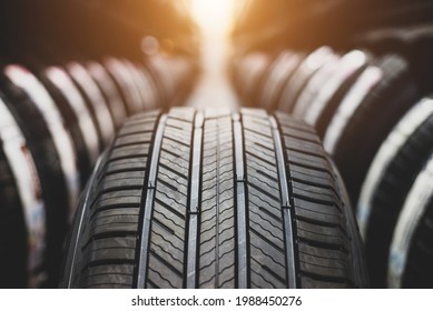 Tire Is Placed On The Tire Storage Rack In The Car Service Center. Be Prepared For Vehicles That Need To Change Tires.