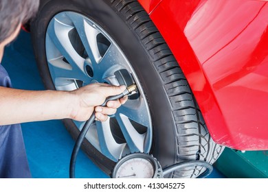 Tire Pressure Checking By Car Mechanic