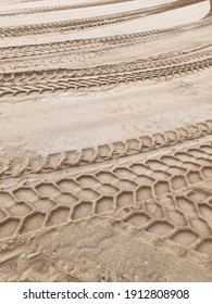 Tire Tracks In Sand, No Person