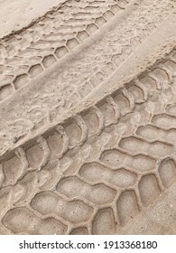 Tire Tracks In Sand, No Person