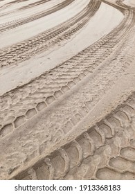 Tire Tracks In Sand, No Person