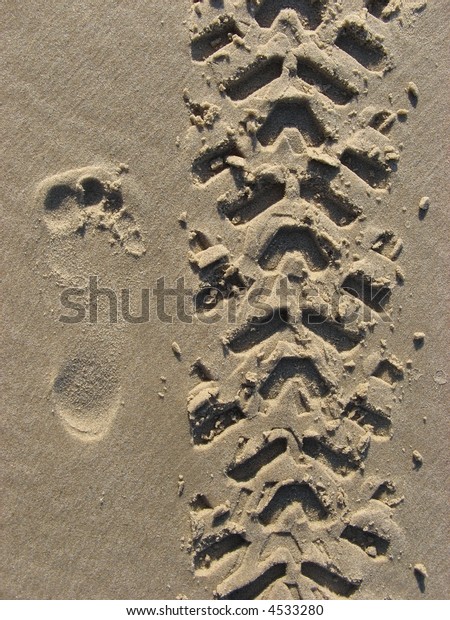 tire tread tracks path and foot footprint\
offroad off-road the track in the\
sand