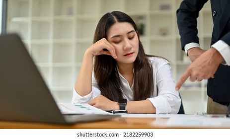 Tired Bored Young Asian Businesswoman Female Stock Photo 2182259903 ...