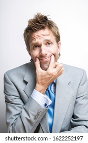 Tired Businessman Forcing Smile By Holding Stock Photo 1622252197 ...